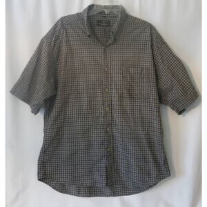 INTERNATIONAL WATERS Button Down Shirt Size XL Men Short Sleeve Check Black/Blue